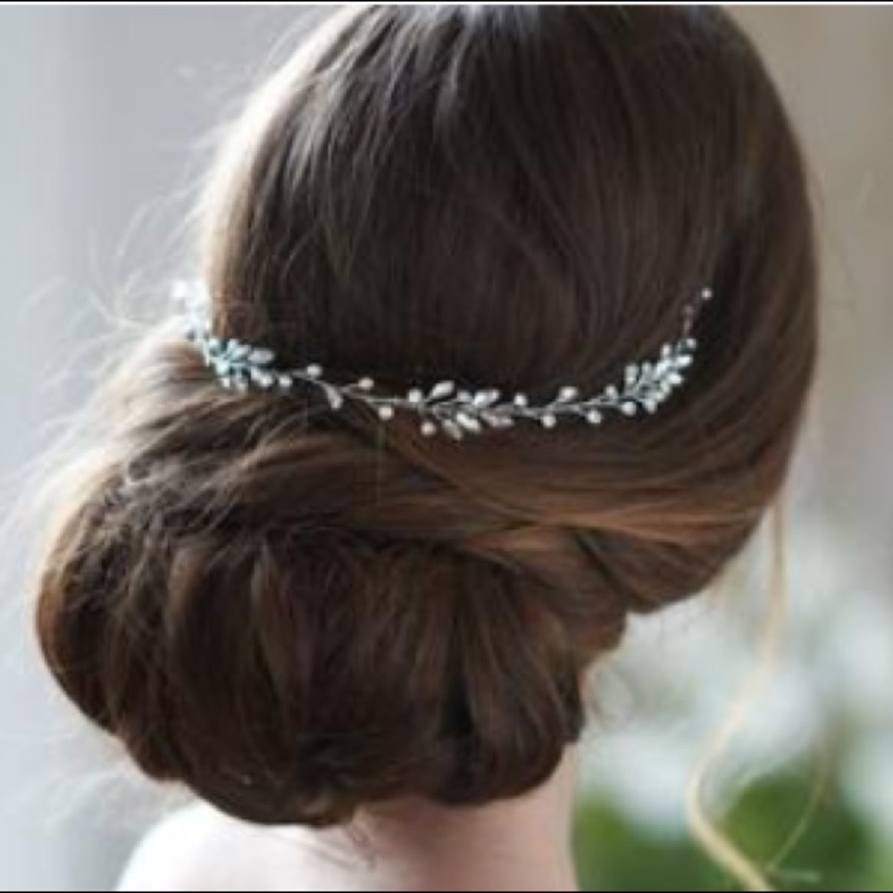Silver crystal wedding bridal hair vine